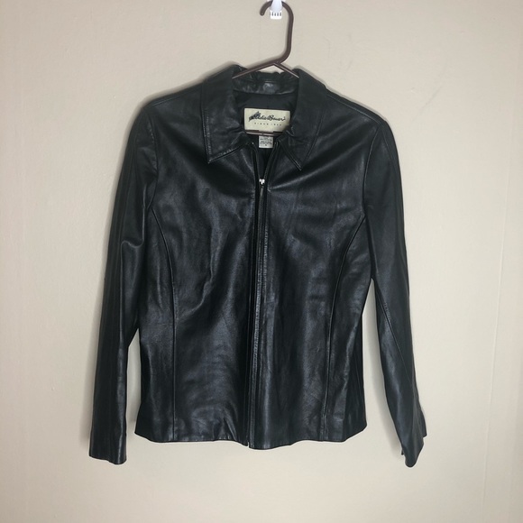 Eddie Bauer Jackets & Blazers - Soft Lambskin Black Leather Jacket S Eddie Bauer